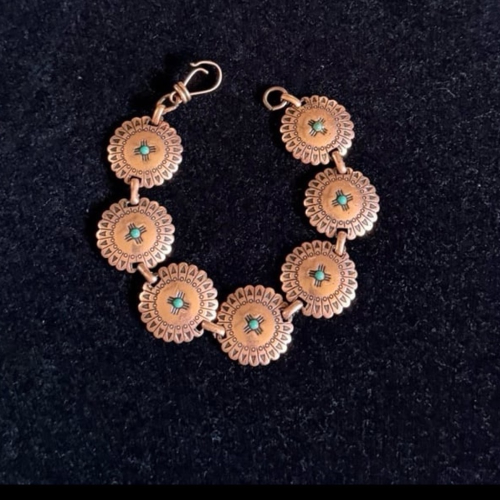 Vintage Copper Southwestern Embossed Concho Bracelet